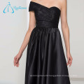 Ankle-length Satin Lace Sheath Pleat One Shoulder Evening Gowns